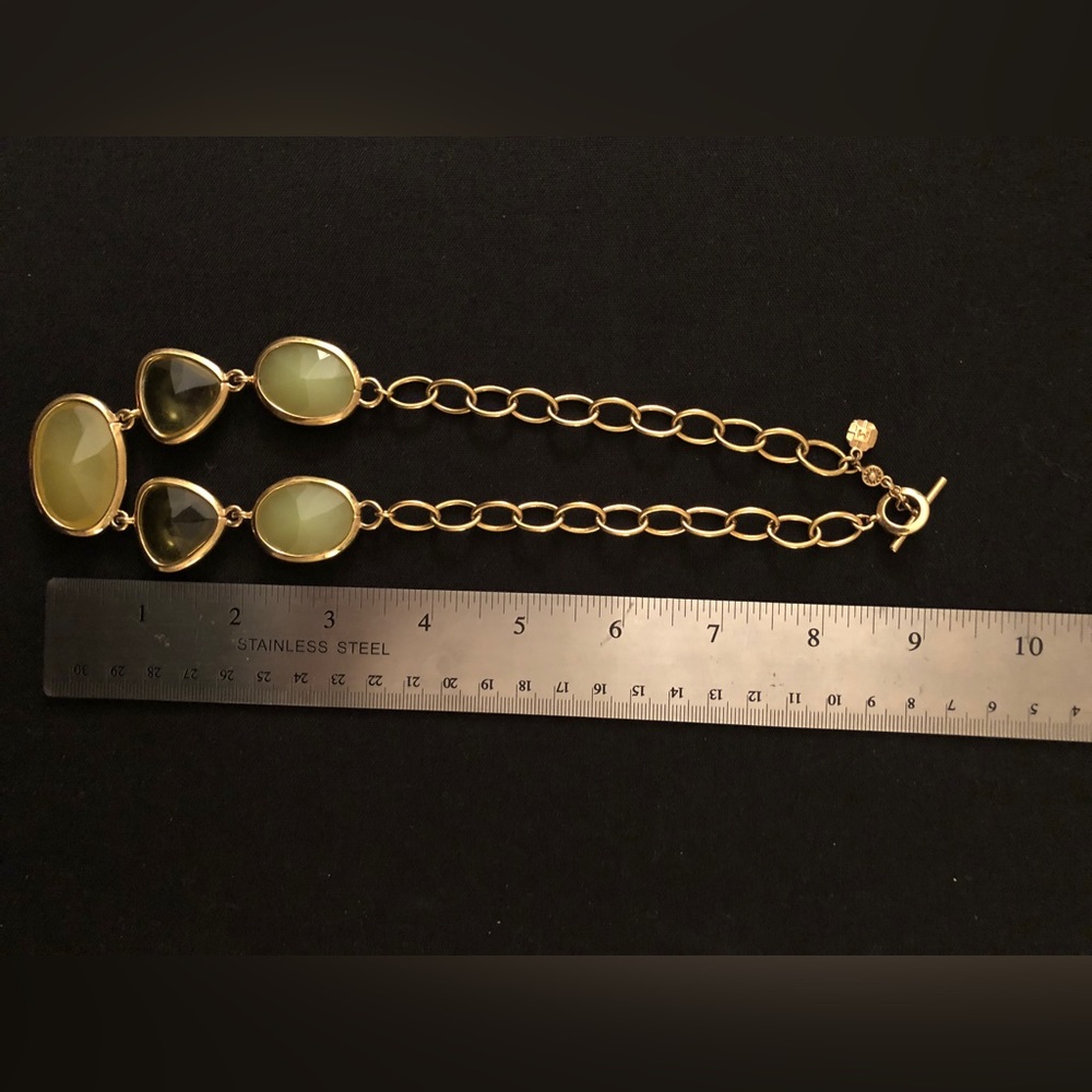 necklace Monet vintage Gold tone chain with large green stones - Picture 9 of 9